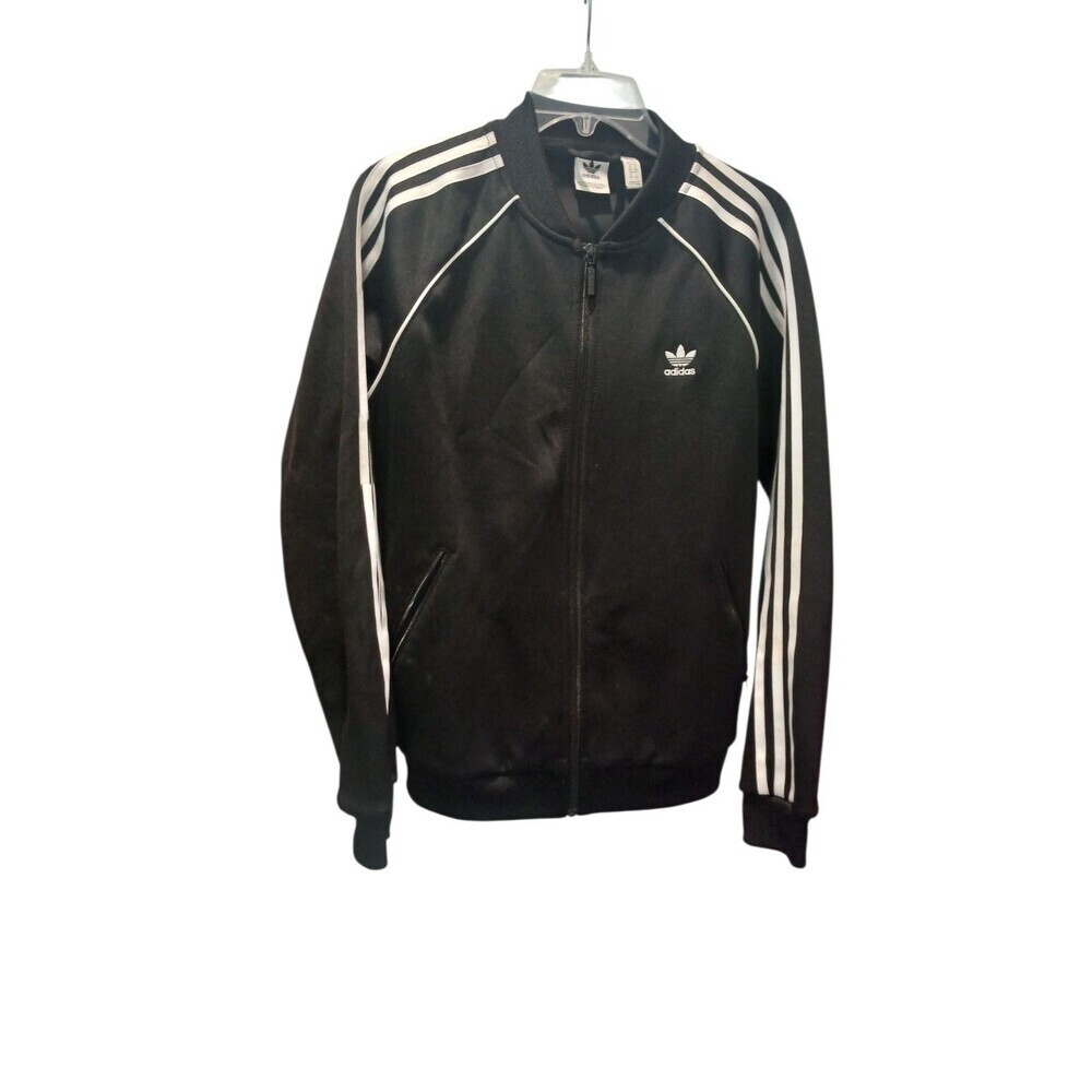 Adidas Originals Track Jacket Men’s Size M Black White 3 Stripe Full Zip Classic
